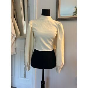 Nasty Gal Be Right Back Tie Blouse BNWT CREAM 6